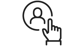 Icon in Form eines Fingers und einem Mitarbeiterbutton | Ressourcen- und Mitarbeitermanagement